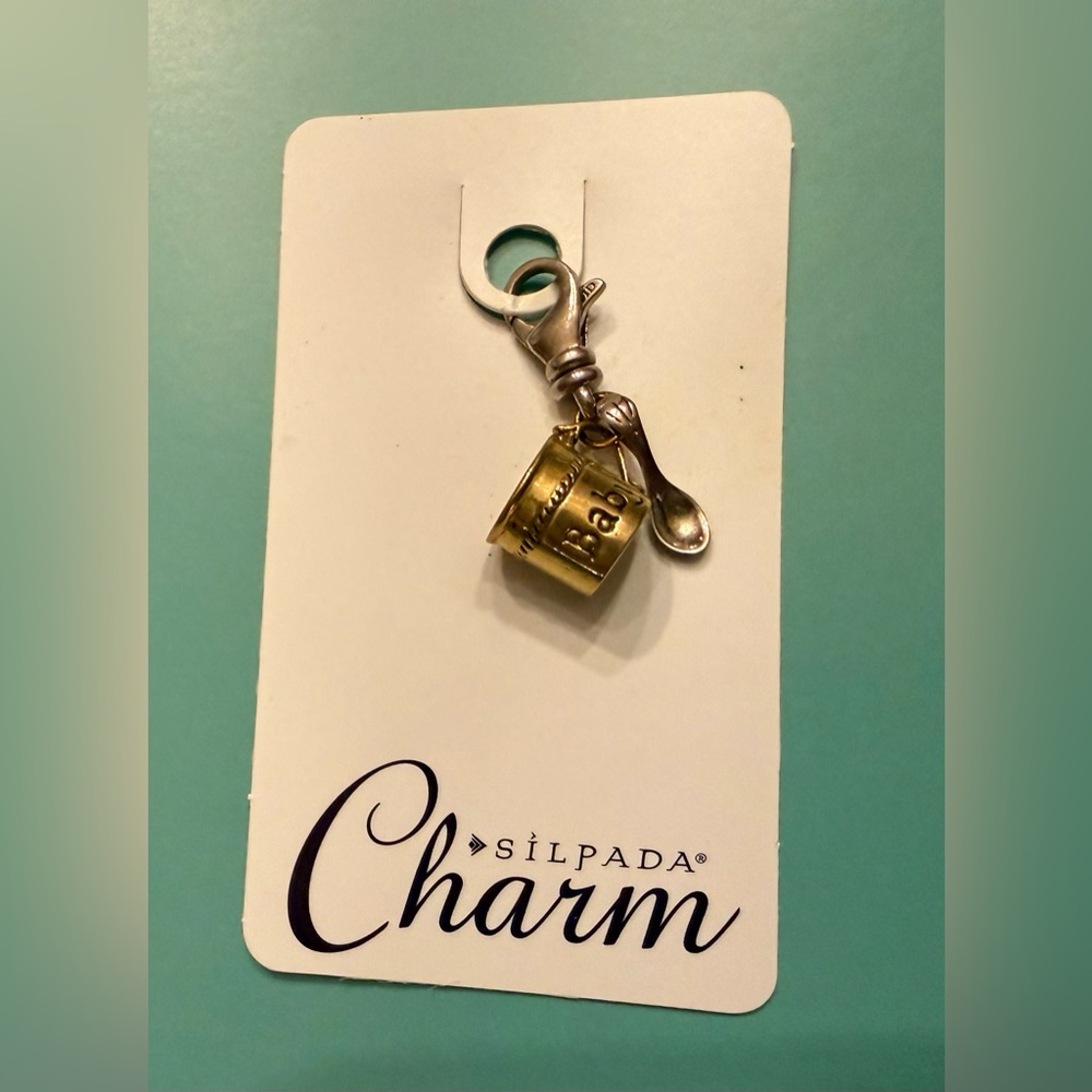 Silpada Sweet Baby Cup & Spoon Sterling Silver Brass Charm